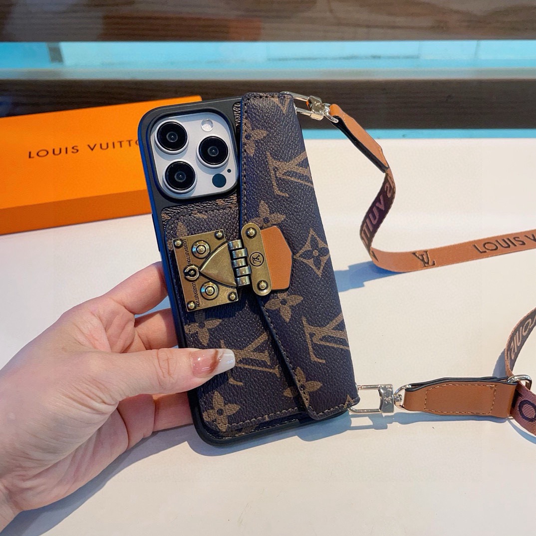 🔥LV邮差包卡包手机壳 斜挎手机壳 老花上下翻盖全包壳型号：为了不出现报错型号，请打开本机查看手机设置显