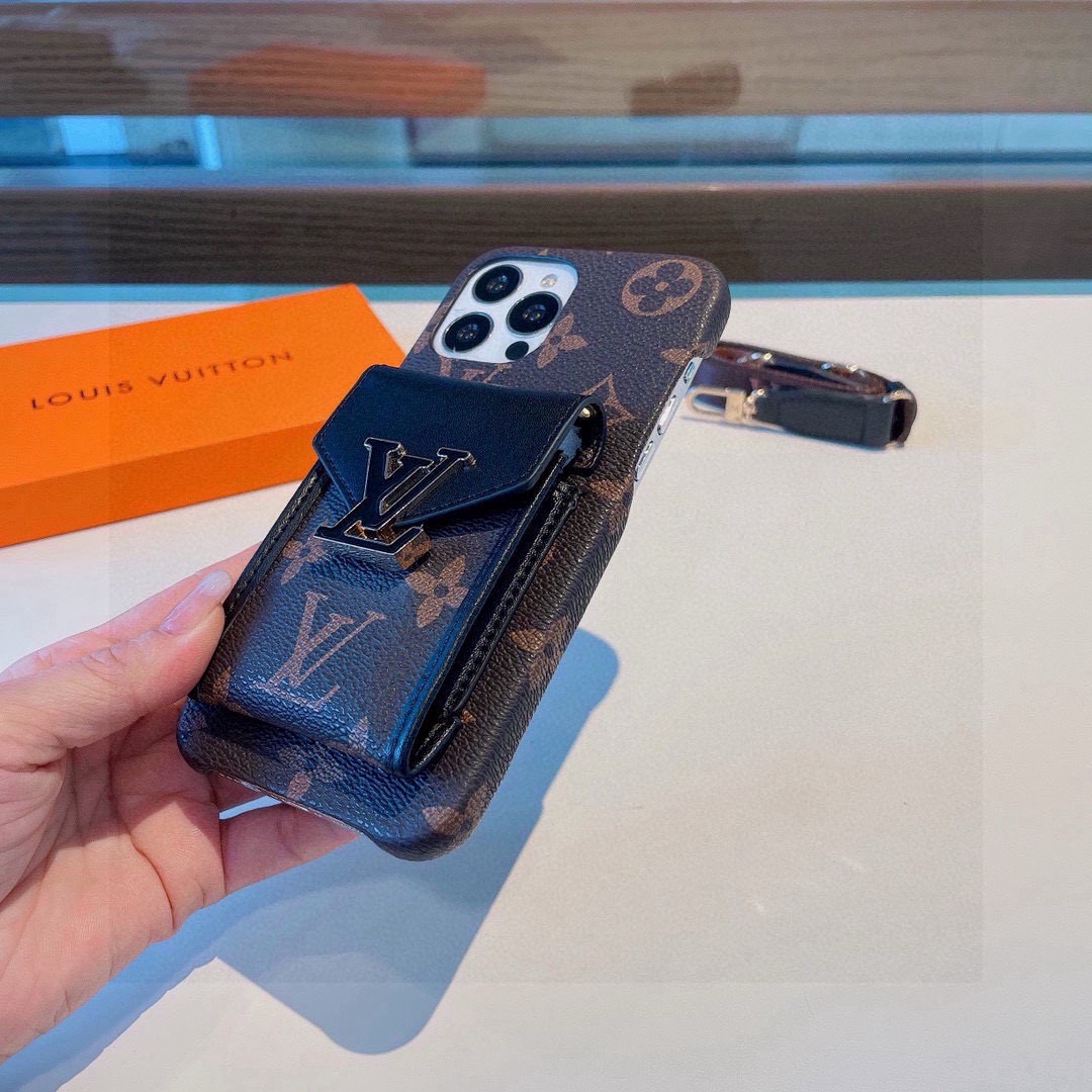 特批 130🔥LVPassy系列卡袋手机壳，经典老花斜挎卡包，零钱包。针织肩带🉑️拆卸，默认配肩带，不要