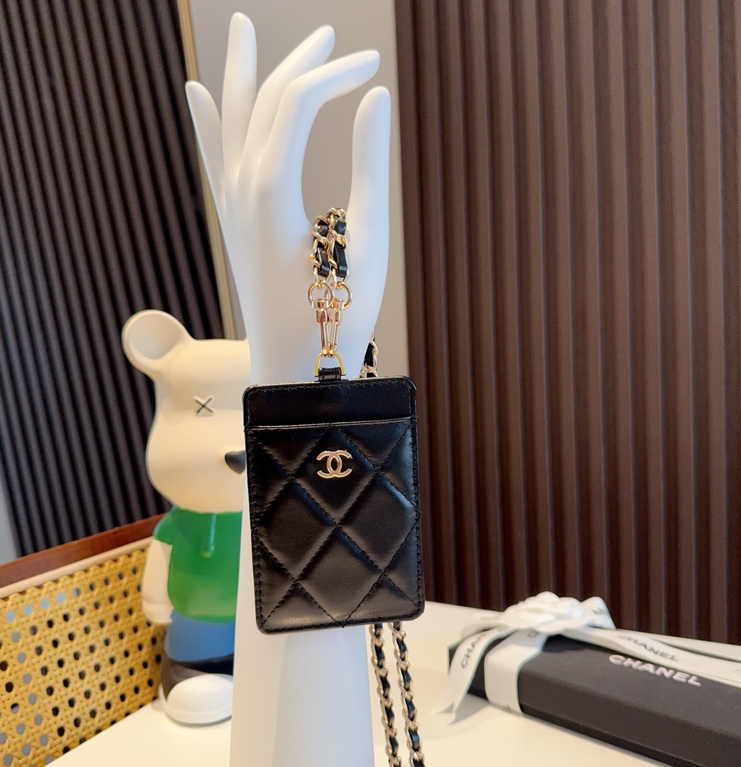 🔥香奈儿菱格绣花链条卡包 工牌🪪卡包 香奈儿卡包 链条挂脖设计🉑拆卸