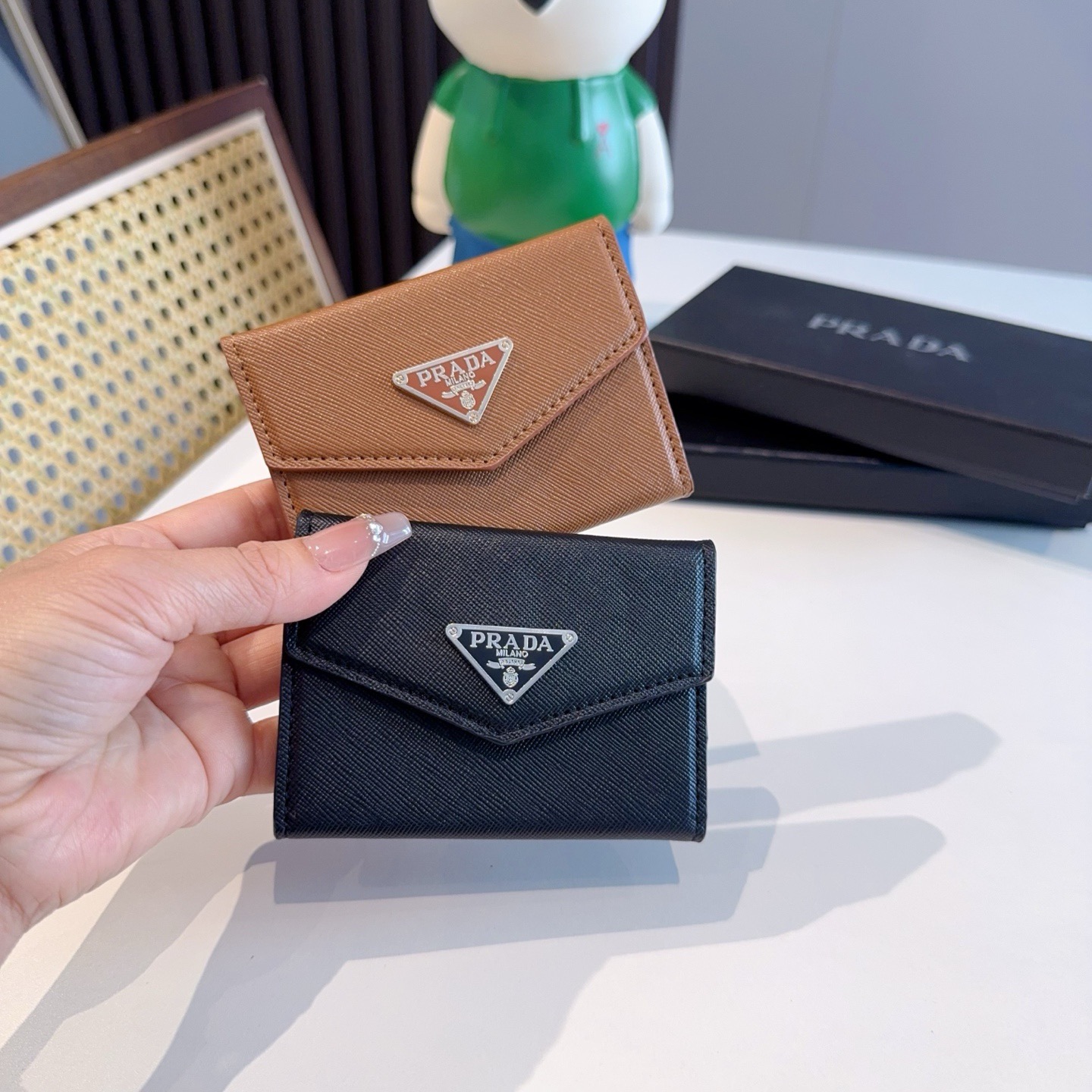 🔥Prada普拉达风琴包 卡包零钱包两用，超纤材质