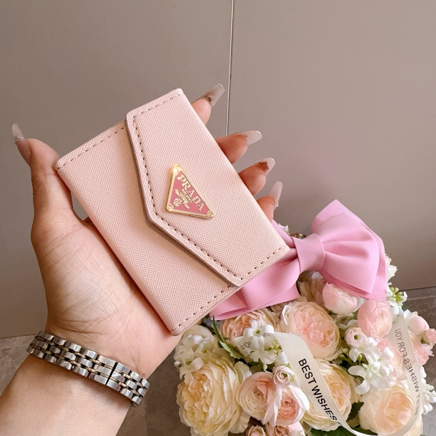 🔥Prada普拉达风琴包 卡包零钱包两用，超纤材质