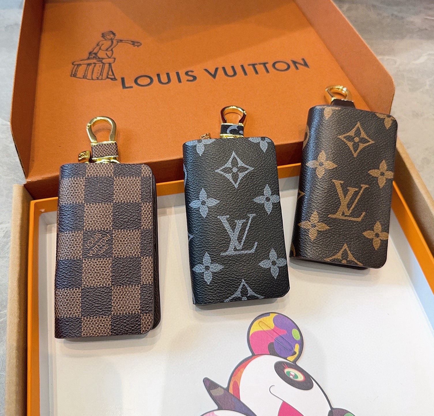 🔥LV经典老花钥匙包，车钥匙包 挂件配饰