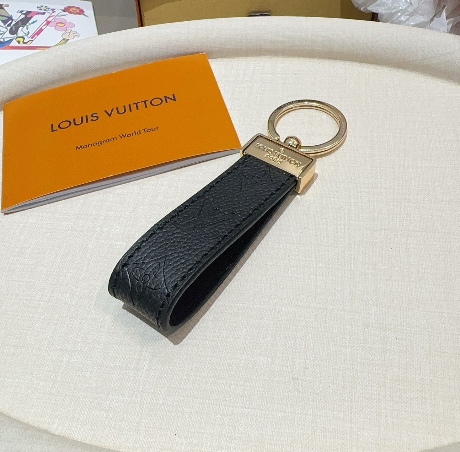 🔥爆款推荐 驴家牛皮压花渐变钥匙扣 LV钥匙扣 车钥匙挂件包包挂饰 DauPhine Dragonne 