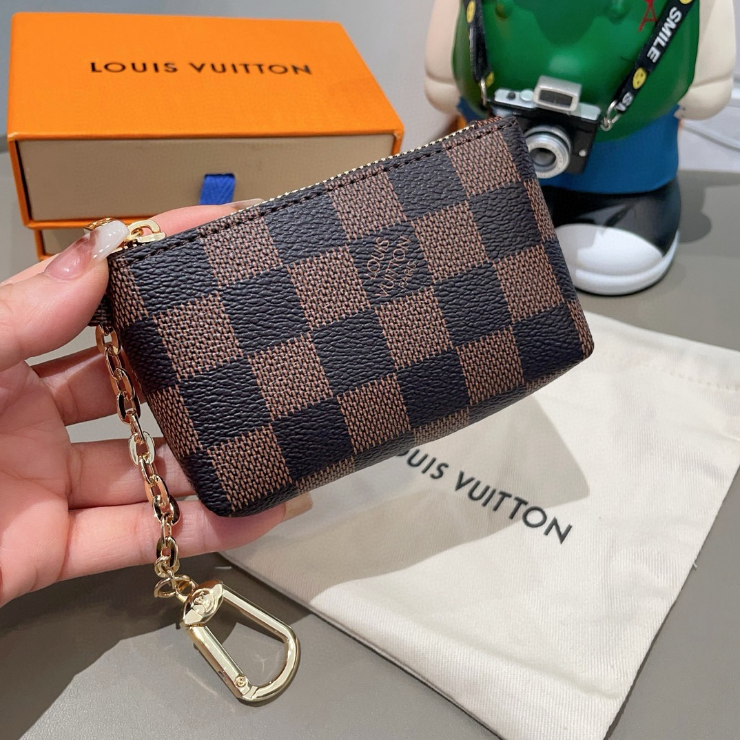 LV零钱包卡包 挂饰☀️Louis Vuitton 路易威登lv钥匙扣钥匙包卡包PU材质 原版logo 