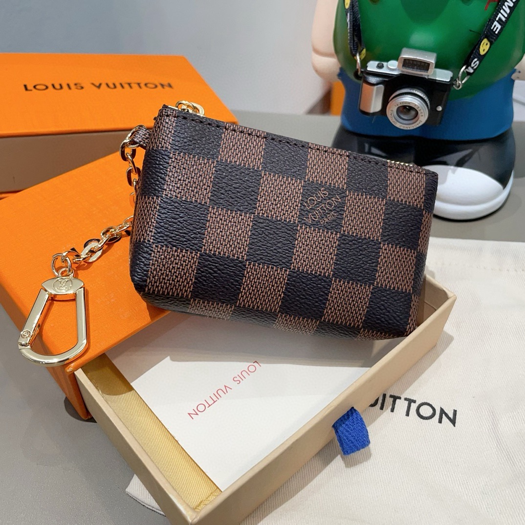 LV零钱包卡包 挂饰☀️Louis Vuitton 路易威登lv钥匙扣钥匙包卡包PU材质 原版logo 