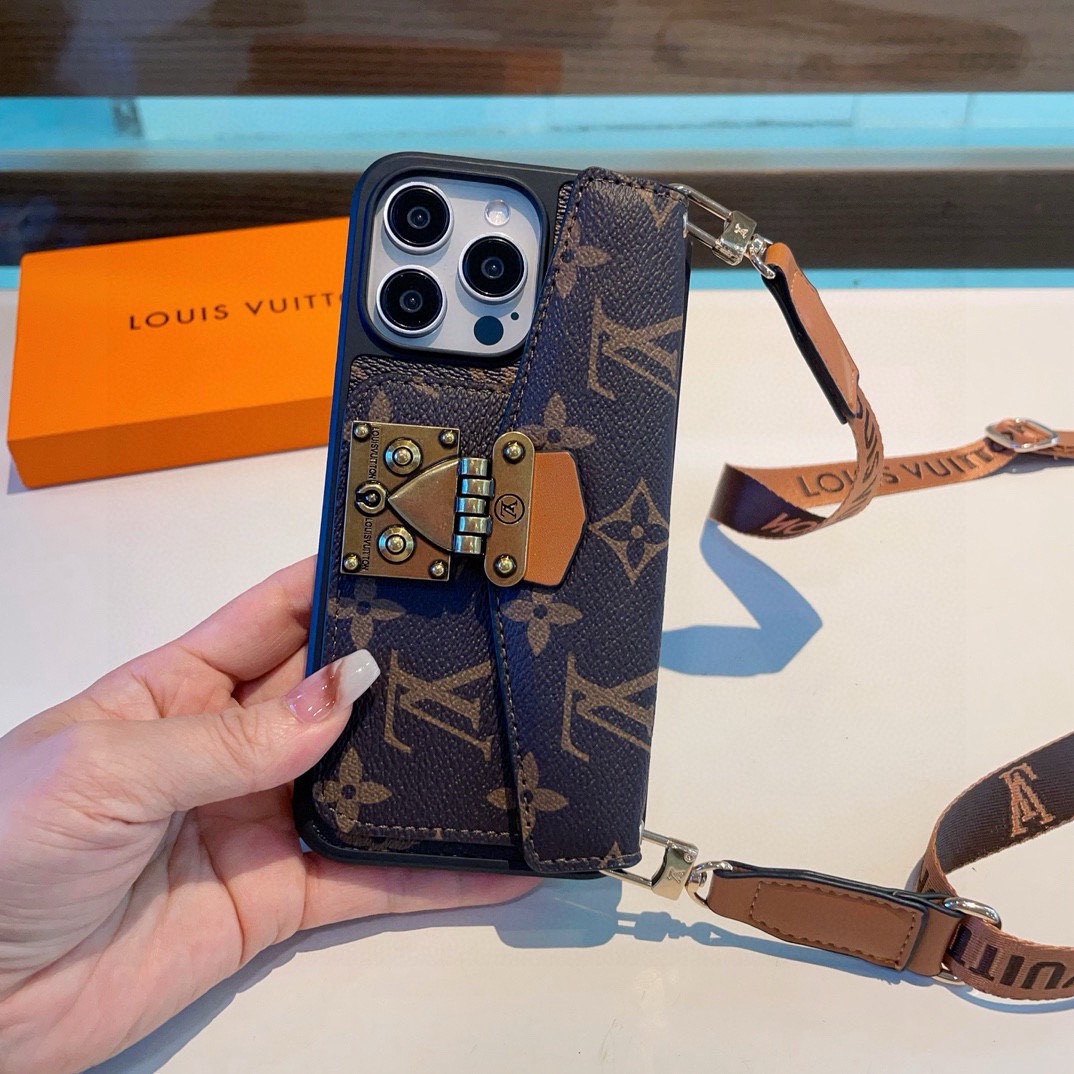 🔥LV邮差包卡包手机壳 斜挎手机壳 老花上下翻盖全包壳型号：为了不出现报错型号，请打开本机查看手机设置显