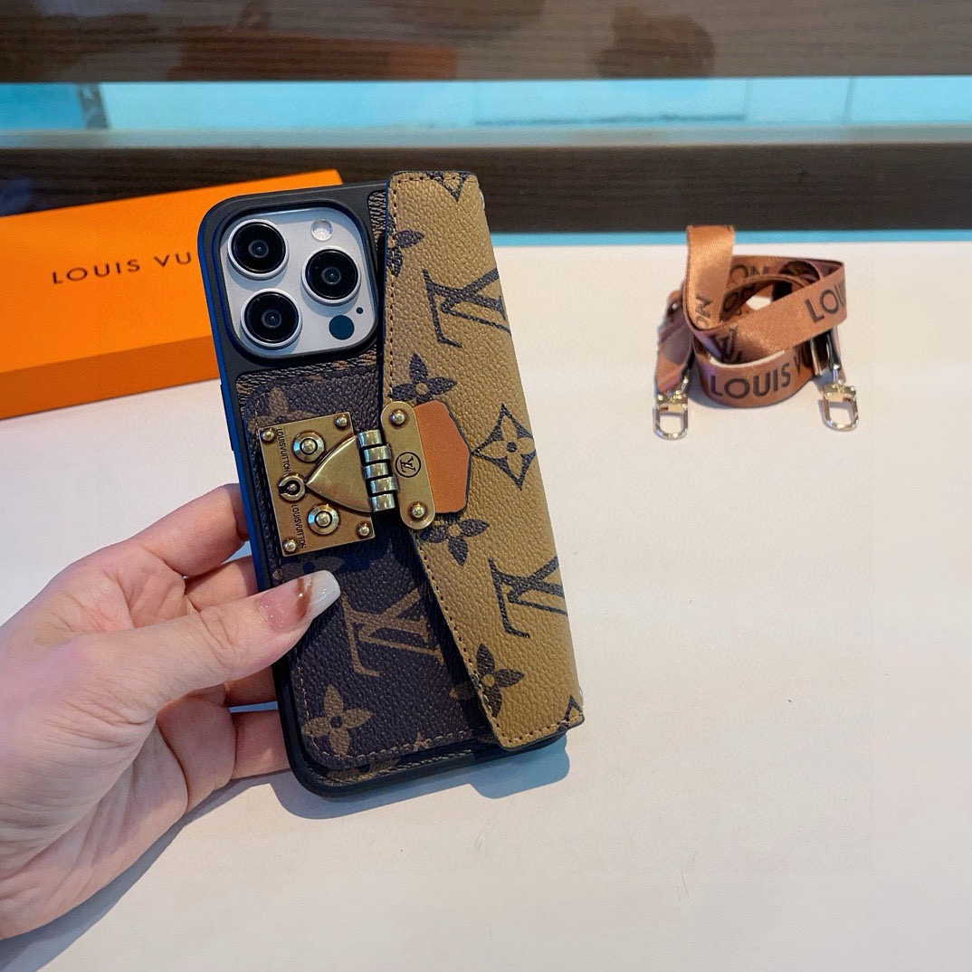 🔥LV邮差包卡包手机壳 斜挎手机壳 老花上下翻盖全包壳型号：为了不出现报错型号，请打开本机查看手机设置显