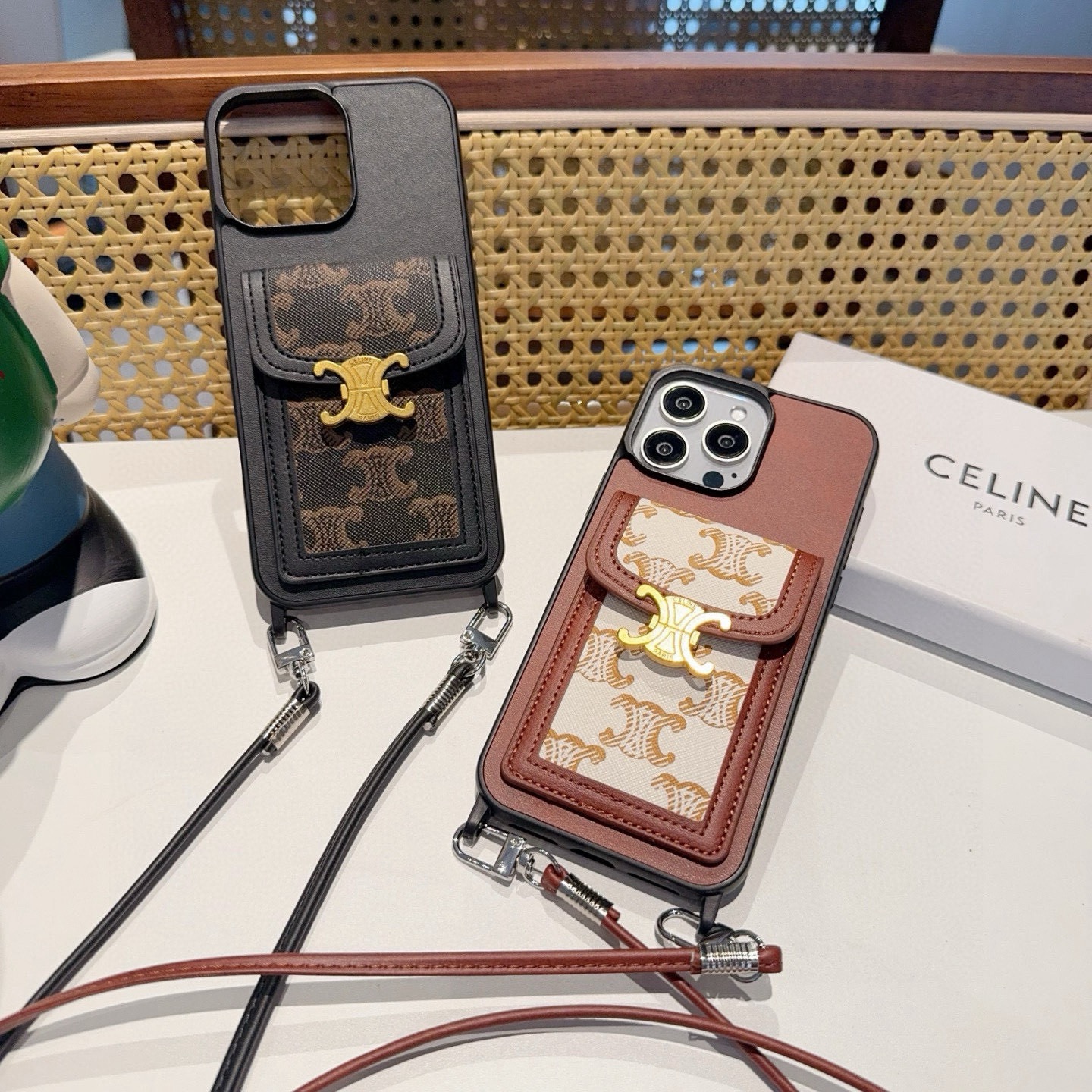 ✨💠Celine•赛琳斜挎插卡手机壳 全包卡包手机壳 挂绳🉑拆卸型号：为了不出现报错型号，请打开本机查看