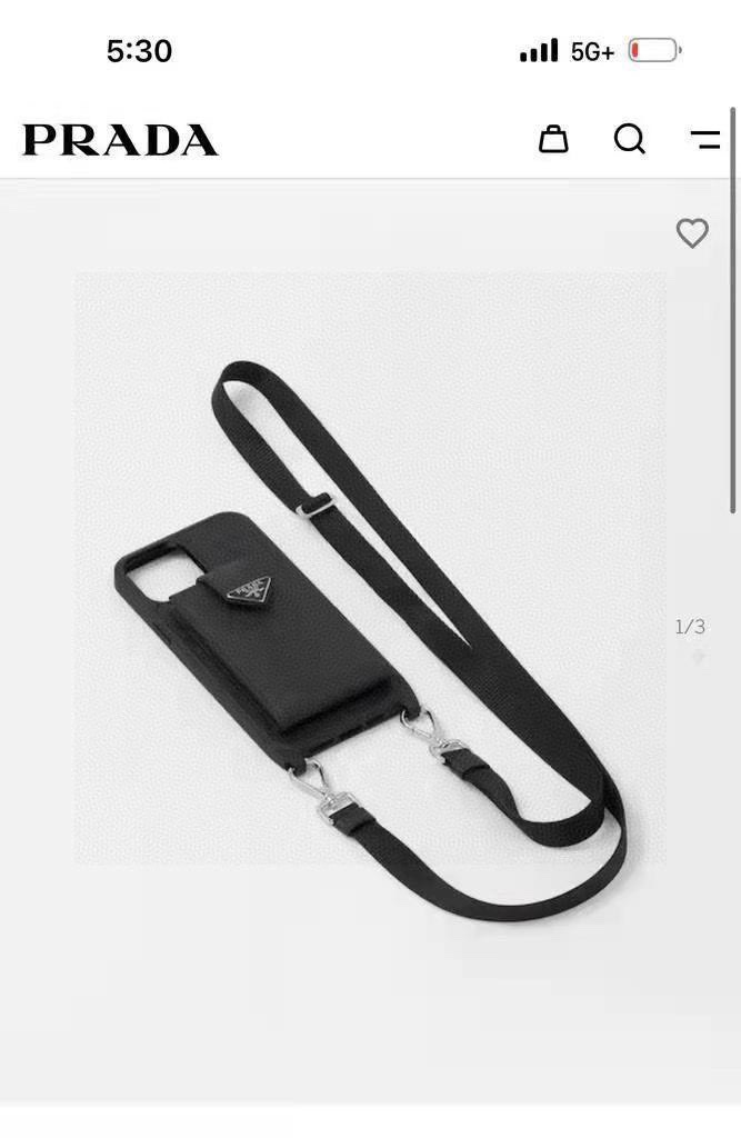 🔥PRADA▼普拉达 卡包斜挎 ➕套件 金属Logo十字纹皮革软边全包手机壳，官网同步发售型号：为了不出