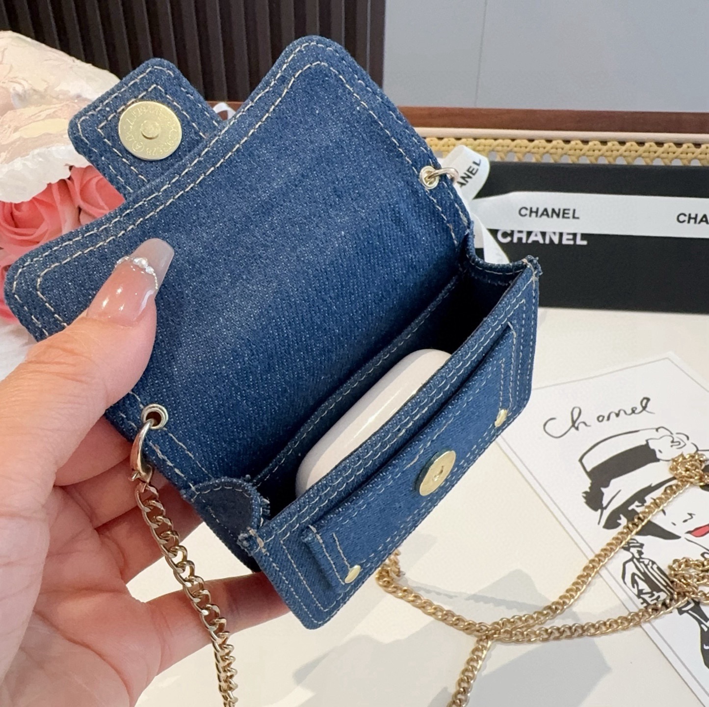 ❤️香奈儿CHANEL官网新款mini斜挎包包 零钱包👛搭配链条 可拆卸❤️可放耳机 纸巾 口红💄 钥匙