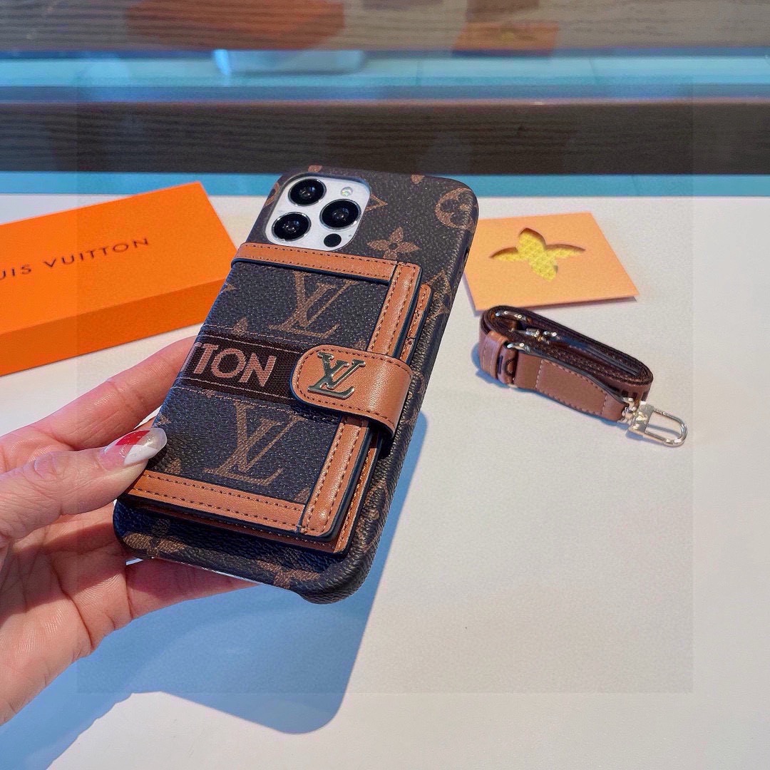 ✨LV织带斜挎卡包手机壳，高密度刺绣织带，可调节可拆卸，多卡位钱包，精致时尚，一壳多用型号：为了不出现报