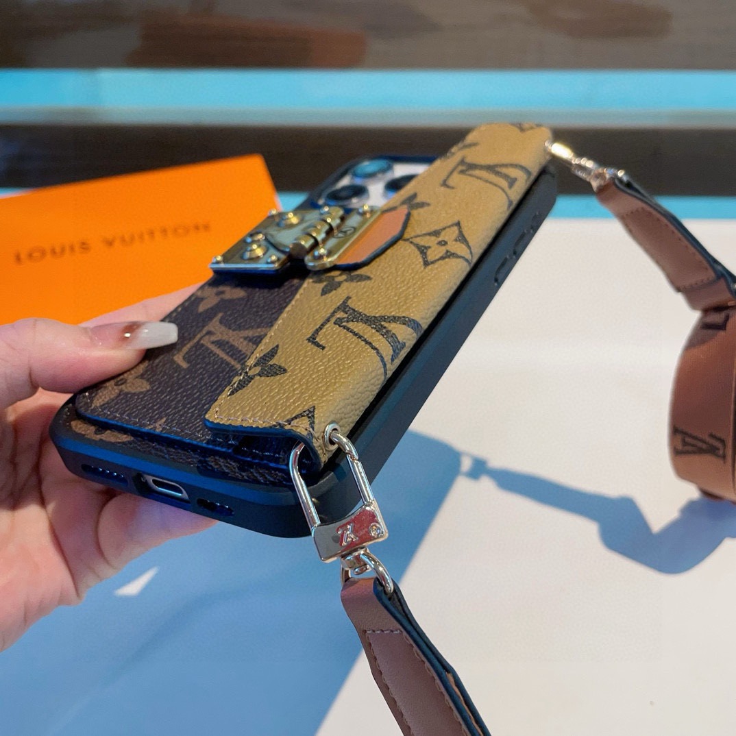 🔥LV邮差包卡包手机壳 斜挎手机壳 老花上下翻盖全包壳型号：为了不出现报错型号，请打开本机查看手机设置显