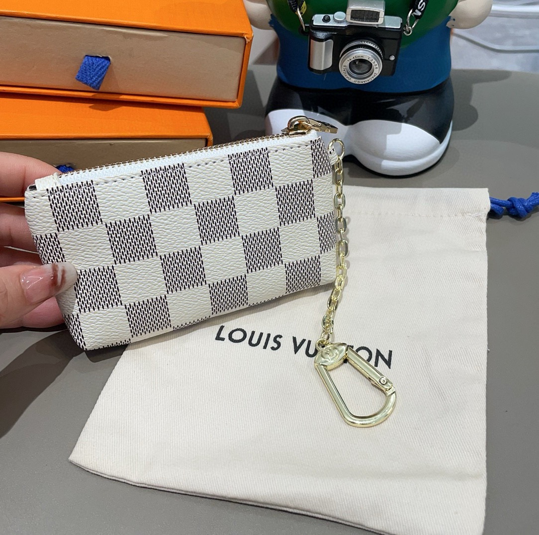 LV零钱包卡包 挂饰☀️Louis Vuitton 路易威登lv钥匙扣钥匙包卡包PU材质 原版logo 