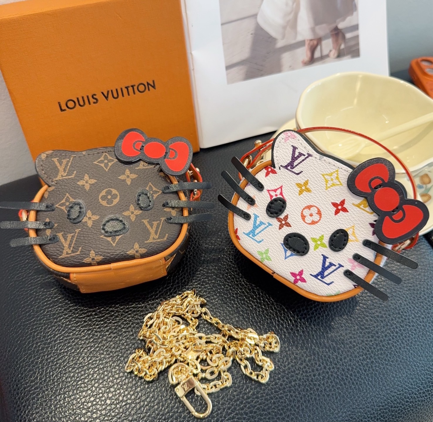 配链条LV迷你包Hello Kitty小猫斜挎包 萌宝穿搭必备Kitty 控绝对不能错过的包包挂件 适合