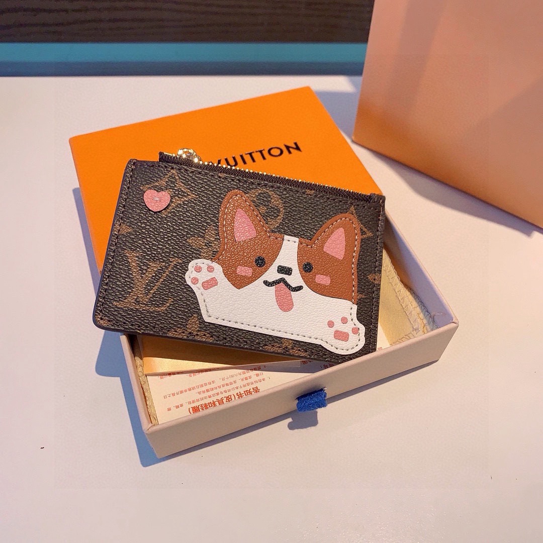 🔥独家新品LV卡通老花卡包，经典老花零钱包，圣诞熊🐻 小柴犬、米妮乔巴唐老鸭卡包零钱包两用，超纤材质 五