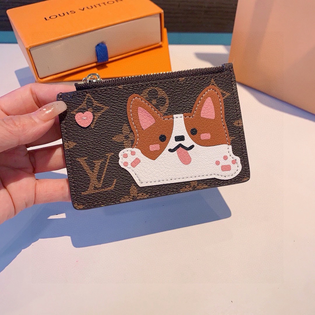 🔥独家新品LV卡通老花卡包，经典老花零钱包，圣诞熊🐻 小柴犬、米妮乔巴唐老鸭卡包零钱包两用，超纤材质 五