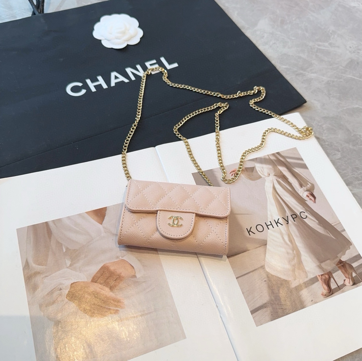 ❤️香奈儿CHANEL mini斜挎包包 零钱包👛搭配细链条⛓️挂绳可拆卸❤️可放耳机 纸巾 口红💄 钥