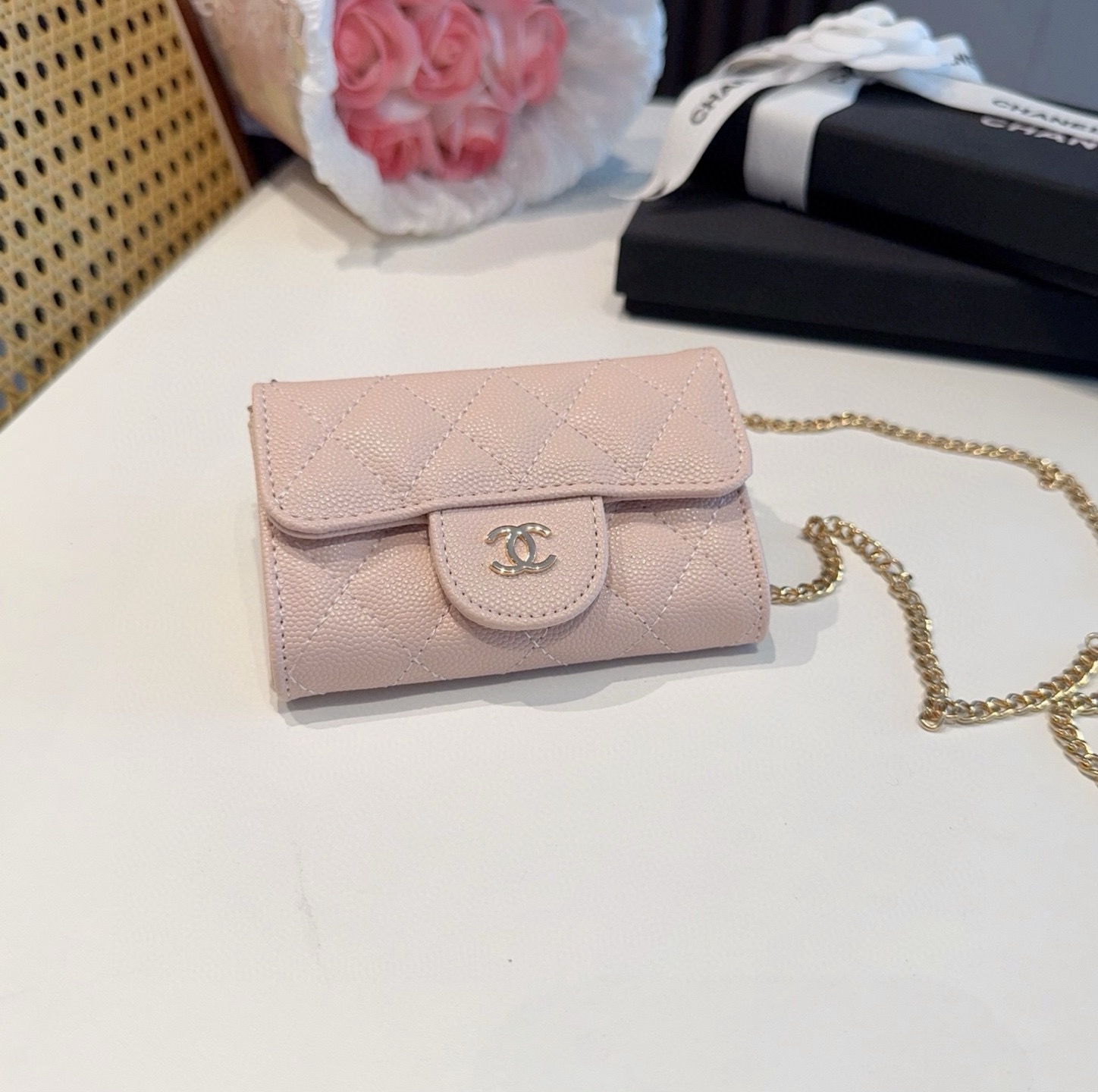 ❤️香奈儿CHANEL mini斜挎包包 零钱包👛搭配细链条⛓️挂绳可拆卸❤️可放耳机 纸巾 口红💄 钥