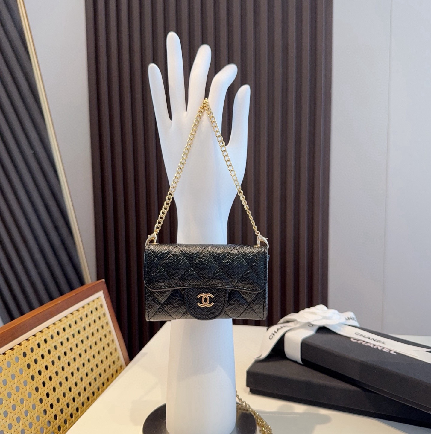 ❤️香奈儿CHANEL mini斜挎包包 零钱包👛搭配细链条⛓️挂绳可拆卸❤️可放耳机 纸巾 口红💄 钥