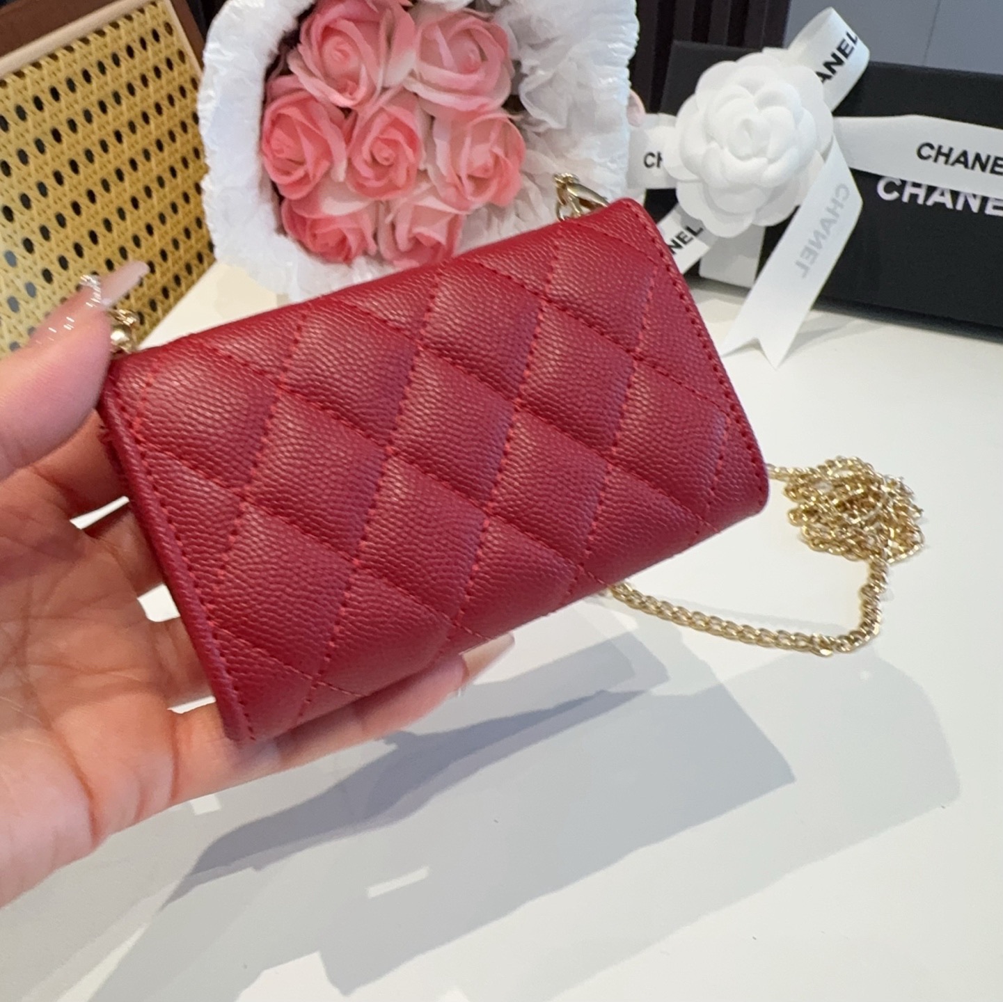 ❤️香奈儿CHANEL mini斜挎包包 零钱包👛搭配细链条⛓️挂绳可拆卸❤️可放耳机 纸巾 口红💄 钥