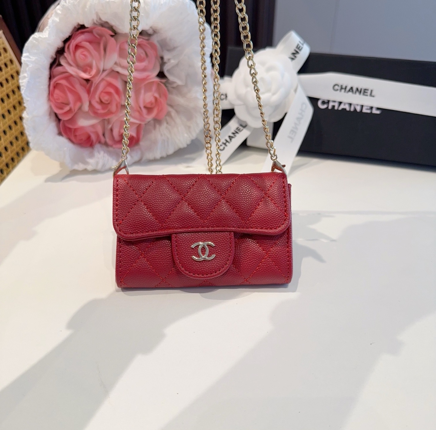 ❤️香奈儿CHANEL mini斜挎包包 零钱包👛搭配细链条⛓️挂绳可拆卸❤️可放耳机 纸巾 口红💄 钥