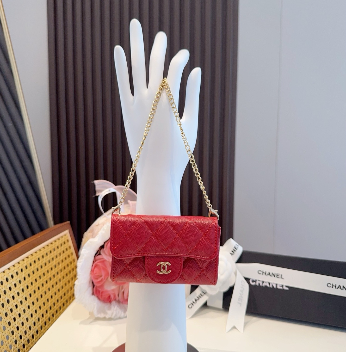 ❤️香奈儿CHANEL mini斜挎包包 零钱包👛搭配细链条⛓️挂绳可拆卸❤️可放耳机 纸巾 口红💄 钥