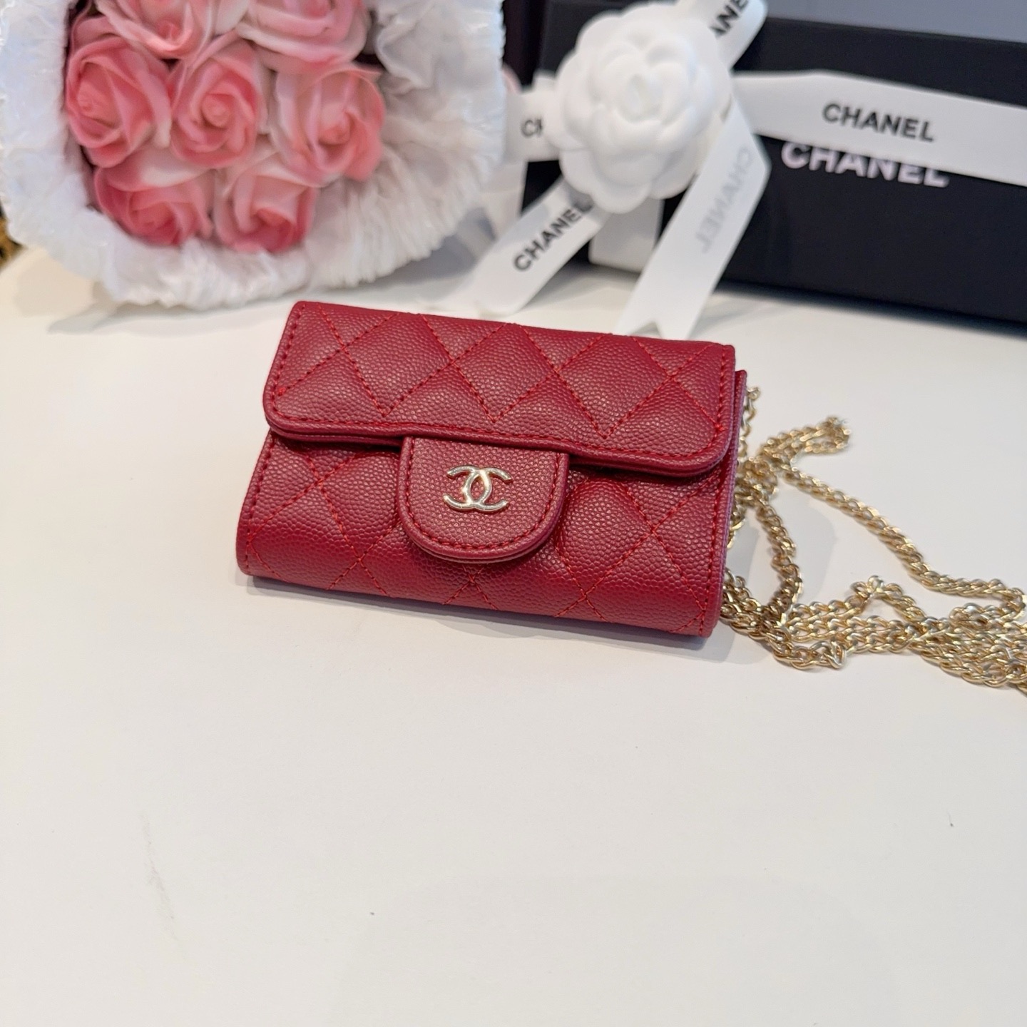 ❤️香奈儿CHANEL mini斜挎包包 零钱包👛搭配细链条⛓️挂绳可拆卸❤️可放耳机 纸巾 口红💄 钥