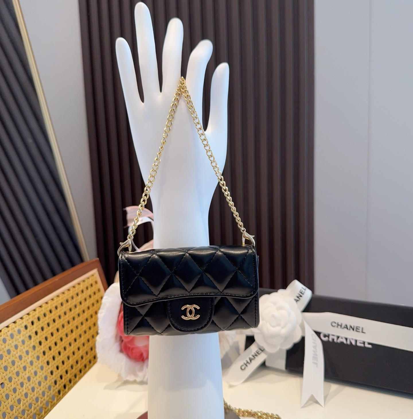 ❤️香奈儿CHANEL mini斜挎包包 零钱包👛搭配细链条⛓️挂绳可拆卸❤️可放耳机 纸巾 口红💄 钥