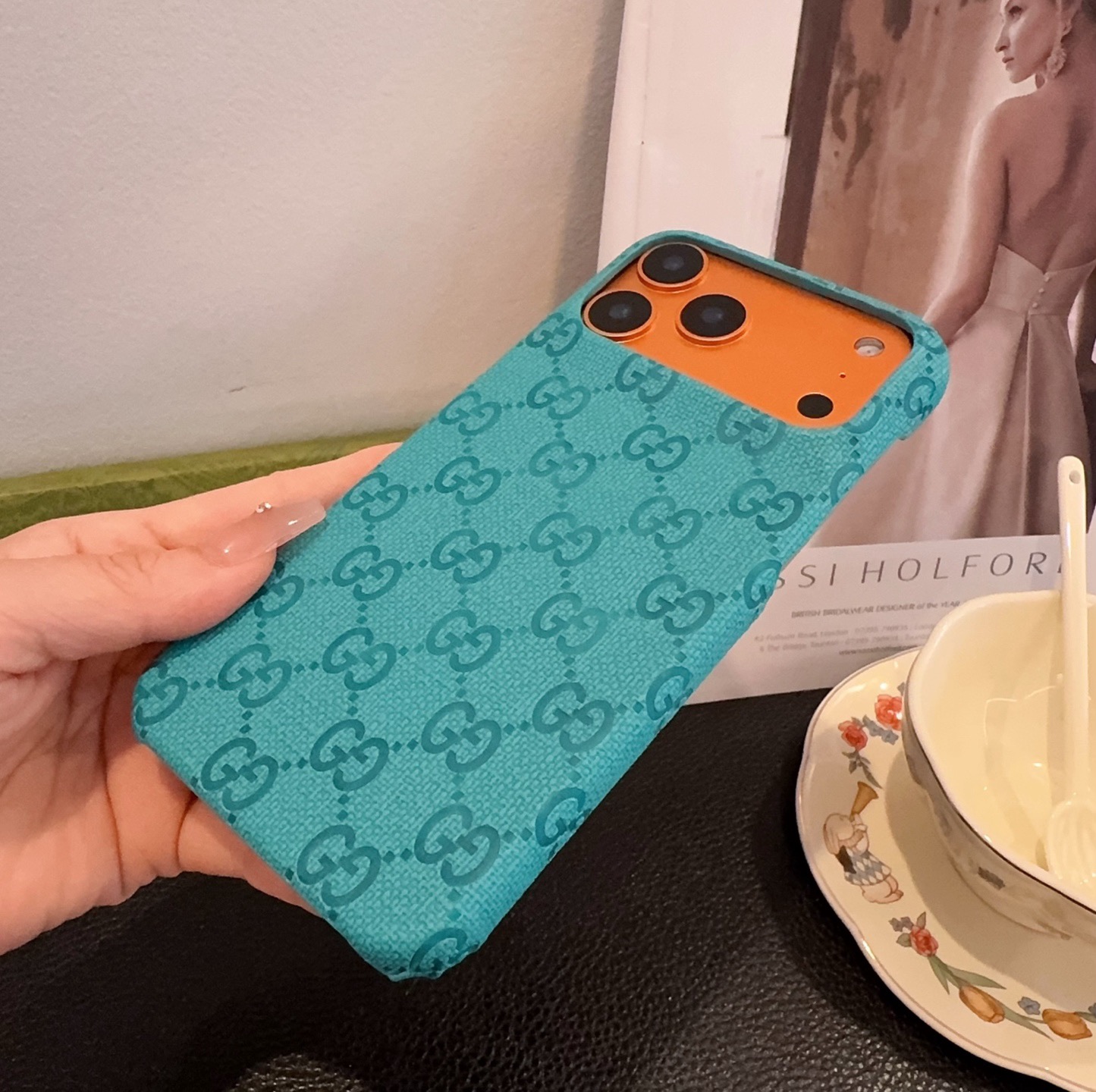 🔥星宇橙系列 古驰压花iPhone手机壳 官网原版皮➕原版素材，经典高端[强]型号：为了不出现报错型号，