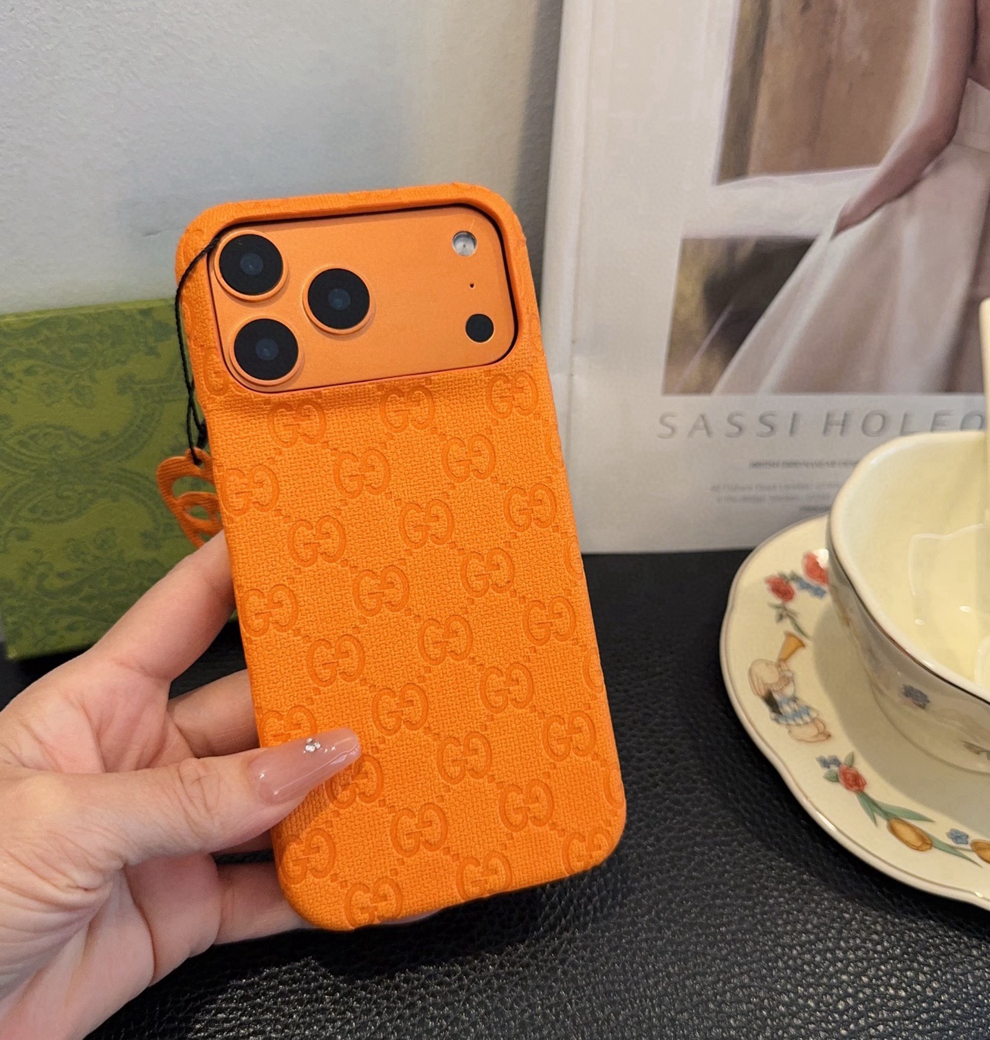🔥星宇橙系列 古驰压花iPhone手机壳 官网原版皮➕原版素材，经典高端[强]型号：为了不出现报错型号，