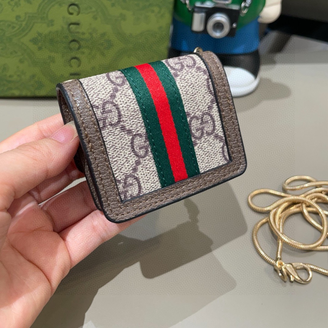 🔥Gucci古驰通用蓝牙耳机包，GUCCI oPhidia系列耳机包钥匙扣挂饰包饰！配长链条🉑️斜挎，挂