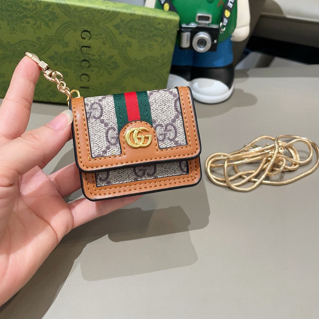 🔥Gucci古驰通用蓝牙耳机包，GUCCI oPhidia系列耳机包钥匙扣挂饰包饰！配长链条🉑️斜挎，挂