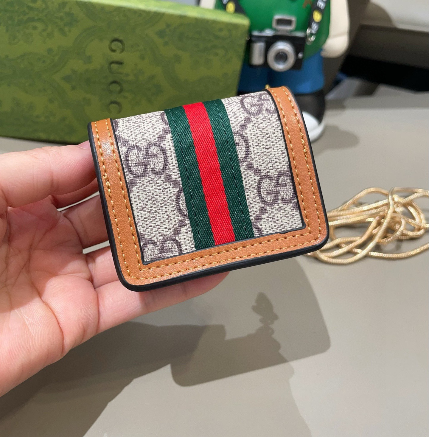 🔥Gucci古驰通用蓝牙耳机包，GUCCI oPhidia系列耳机包钥匙扣挂饰包饰！配长链条🉑️斜挎，挂