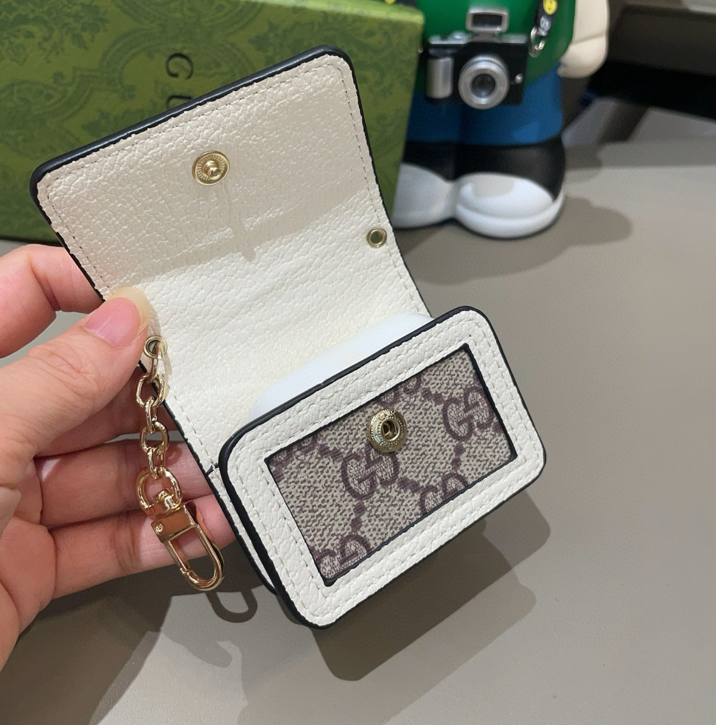 🔥Gucci古驰通用蓝牙耳机包，GUCCI oPhidia系列耳机包钥匙扣挂饰包饰！配长链条🉑️斜挎，挂