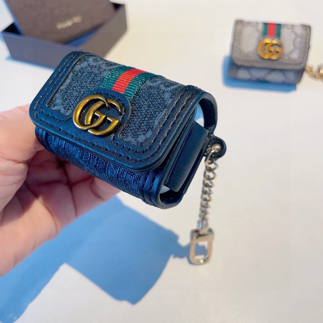 Gucci古驰耳机包 经典老花原皮耳机套，钥匙扣包包挂件，一举两得！AirPods 1/2通用款AirP
