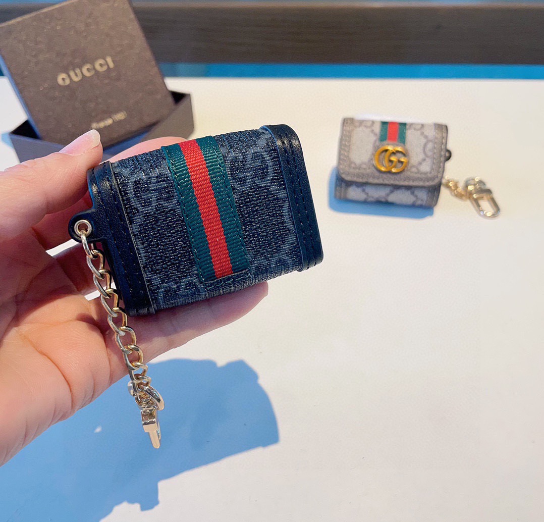 Gucci古驰耳机包 经典老花原皮耳机套，钥匙扣包包挂件，一举两得！AirPods 1/2通用款AirP