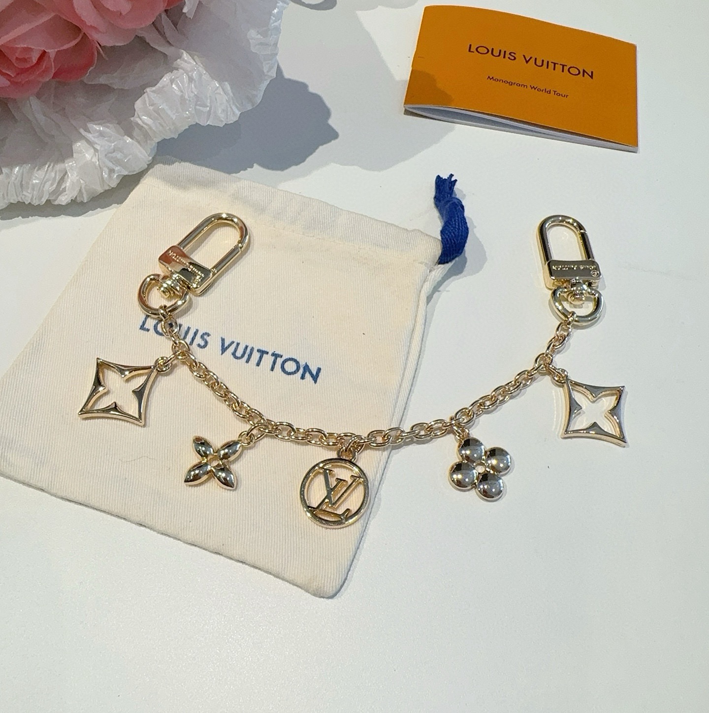 LV钥匙扣 包包挂链 挂件 金色M01188 SPring Street Chain 包饰将 Monog