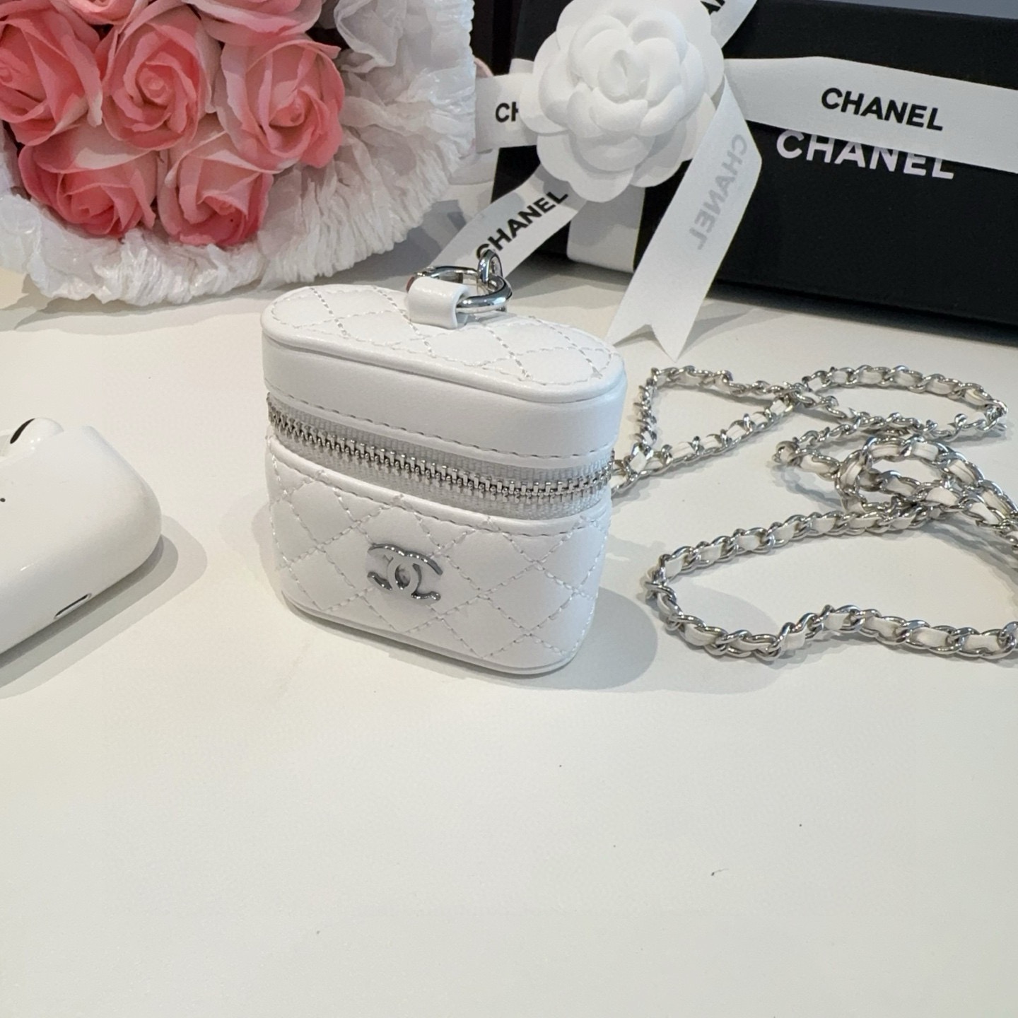 ❤️香奈儿CHANEL mini斜挎包包 通用耳机包💥官网1:1耳机包 时尚迷你包包，链条⛓️挂绳可拆卸
