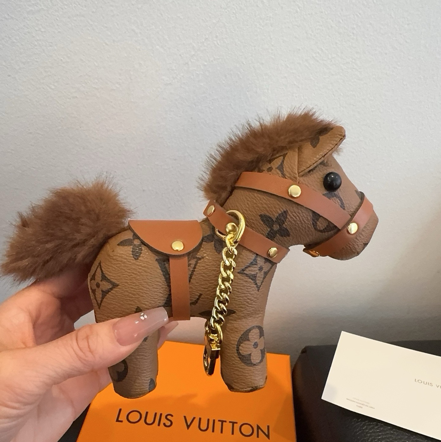 LV钥匙扣老花包包挂件 马上有钱小马🐎挂饰