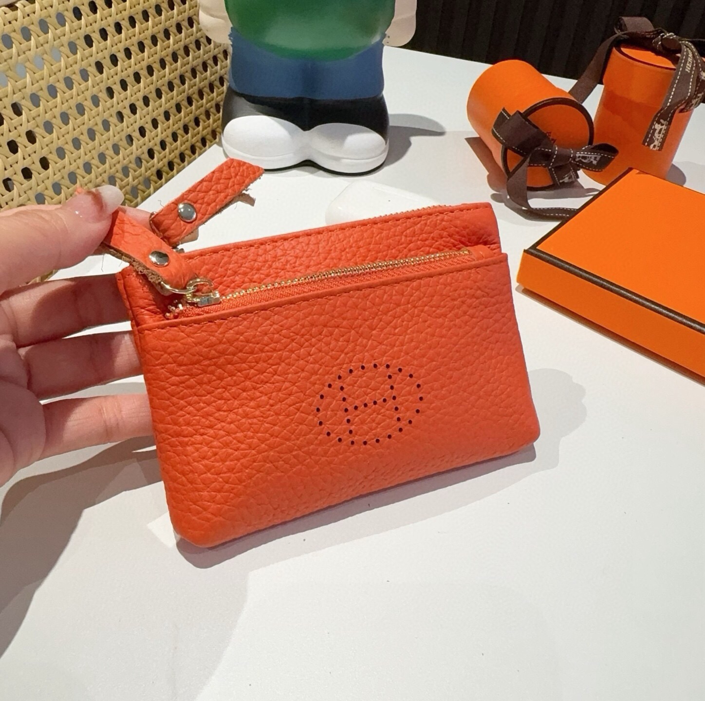 🔥爱马仕H零钱包钥匙包，头层牛皮 有隔层 可放口红零钱耳机等小物件 手感真的很赞❗️