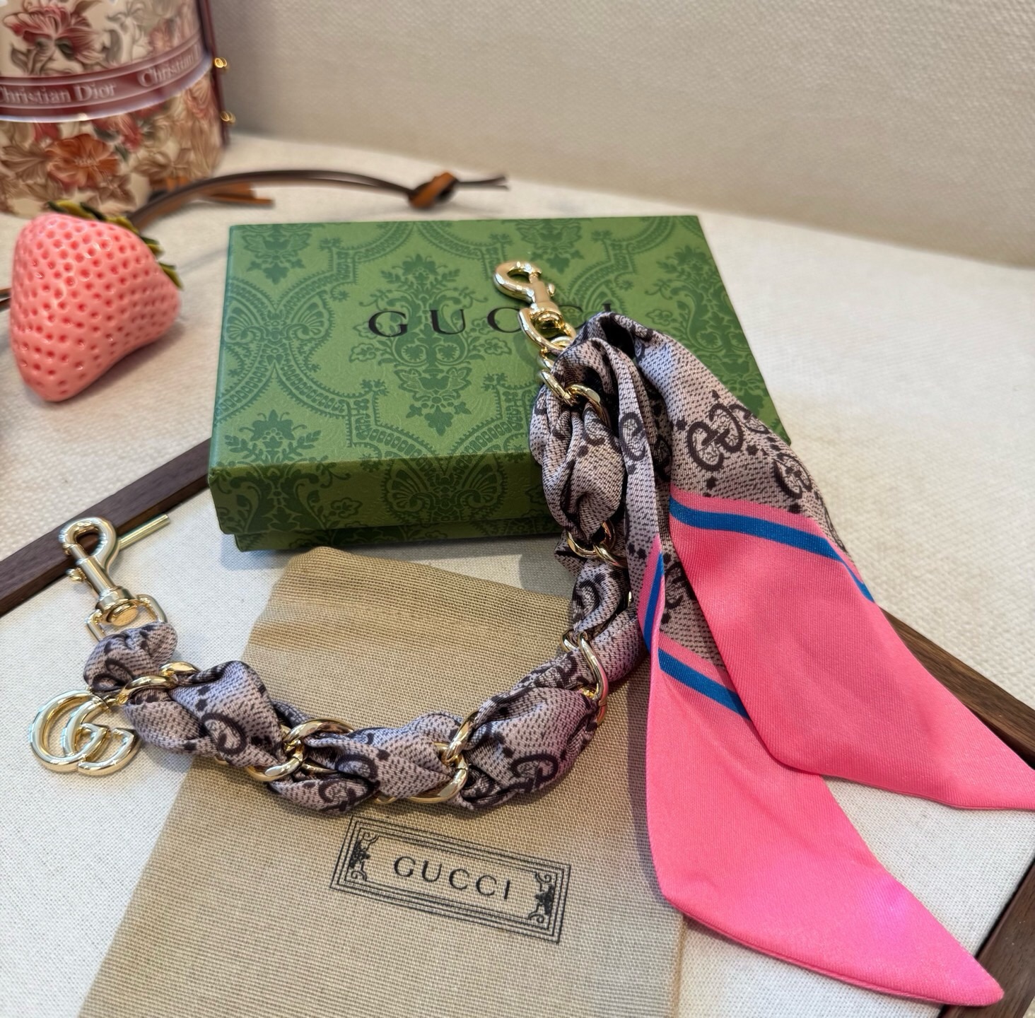 🔥 Gucci 古驰丝巾包链 包包挂件挂饰  ☀️手袋挂件 G五金扣挂件