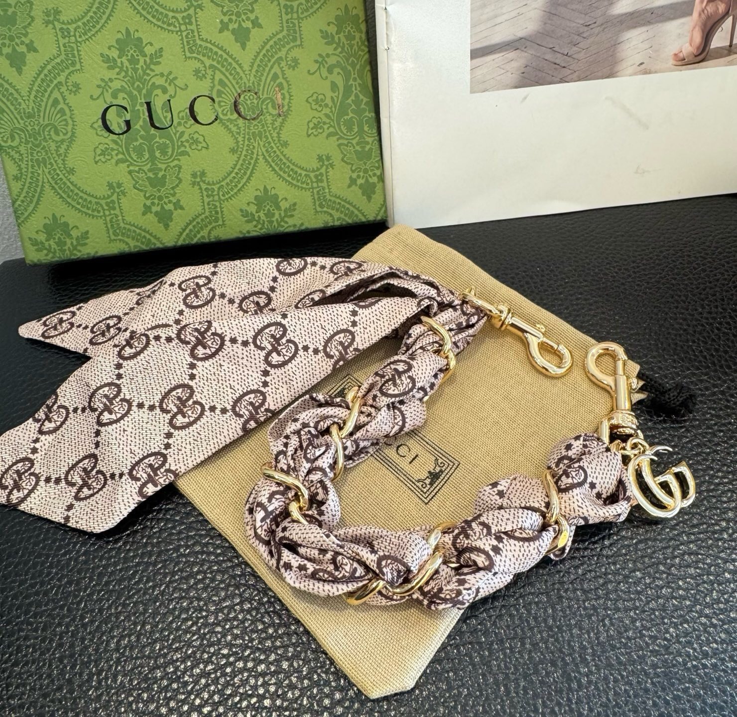 🔥 Gucci 古驰丝巾包链 包包挂件挂饰  ☀️手袋挂件 G五金扣挂件