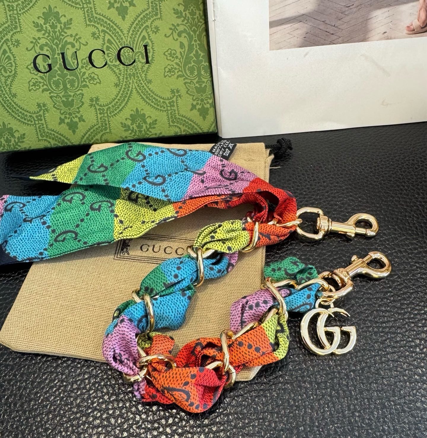 🔥 Gucci 古驰丝巾包链 包包挂件挂饰  ☀️手袋挂件 G五金扣挂件