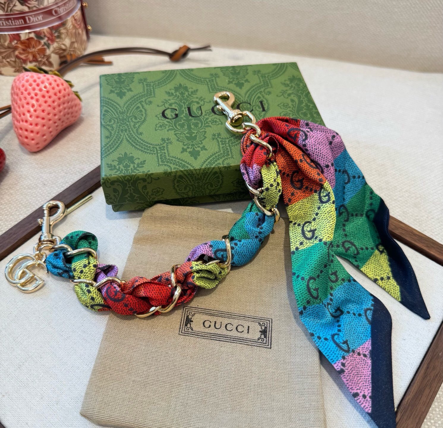 🔥 Gucci 古驰丝巾包链 包包挂件挂饰  ☀️手袋挂件 G五金扣挂件
