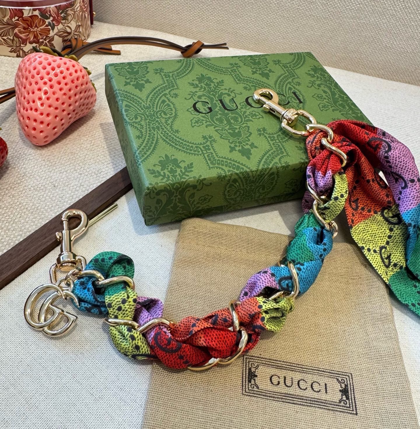 🔥 Gucci 古驰丝巾包链 包包挂件挂饰  ☀️手袋挂件 G五金扣挂件