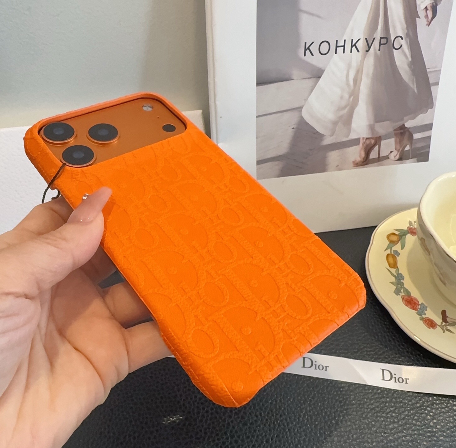 🔥星宇橙系列 Dior压花iPhone手机壳  官网原版皮➕原版素材，经典高端[强] 型号：为了不出现报错型号，请打开本
