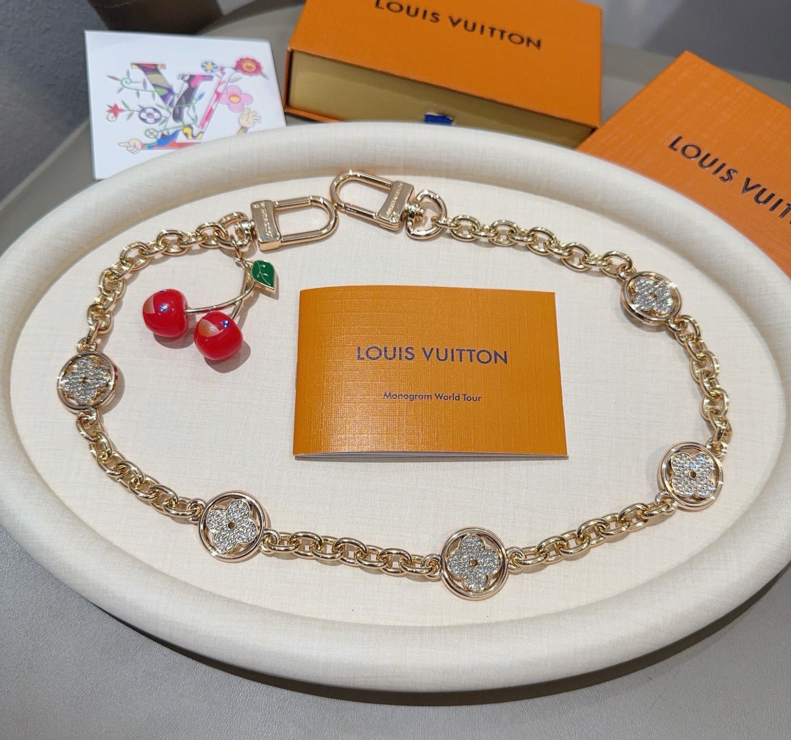 LV X TM 樱桃🍒包挂包链 原单货 Lv钥匙扣包饰包包挂件 Louis Vuitton 路易威登 樱桃🍒钥匙扣包链 