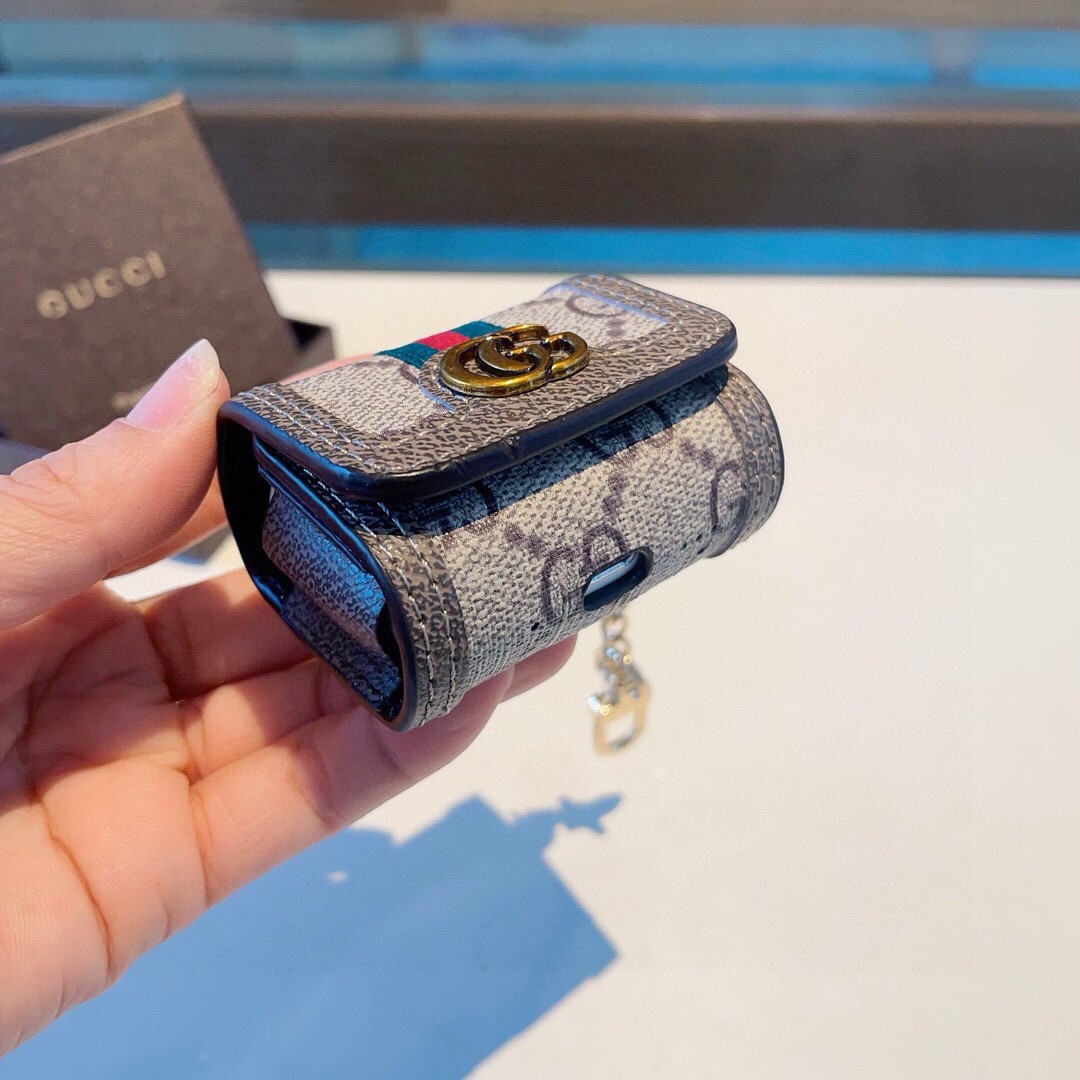 🔥Gucci古驰耳机包 经典老花原皮耳机套，钥匙扣包包挂件，一举两得！ AirPods 1/2通用款 AirPods 3