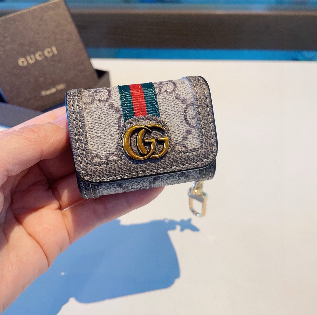 🔥Gucci古驰耳机包 经典老花原皮耳机套，钥匙扣包包挂件，一举两得！ AirPods 1/2通用款 AirPods 3