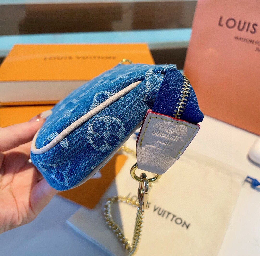 ➕配斜挎长链❗️新品❗️☀️Louis Vuitton 路易威登lv迷你牛仔麻将包 手机包 钥匙扣 可斜挎 手提  尺寸